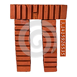 Pi character made of bricks photo