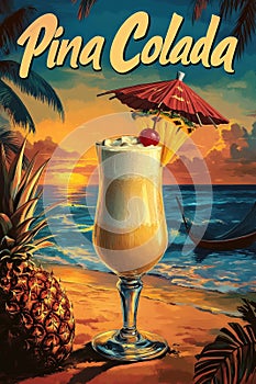 PiÃ±a Colada Retro Poster photo