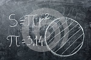 PI day concept. Drawings circles and formulas with PI