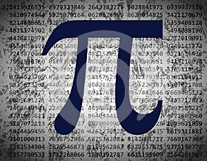 PI letter and many digits on grunge background