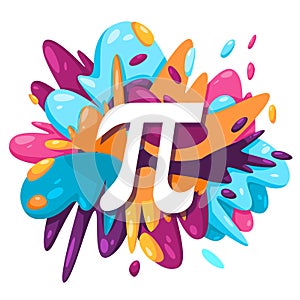 Pi mathematical equationformula number math icon in colorful splat paint liquid splashing ink splash design creative