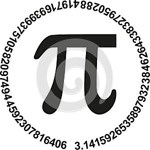 Pi with numbers of pi in a circle