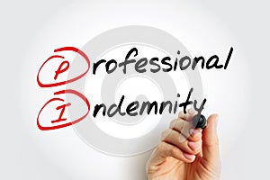 PI Professional Indemnity insurance coverage - protects you against claims for loss or damage made by clients or third parties,