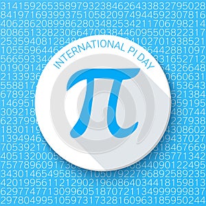 Pi sign on a blue background. Mathematical constant, irrational number. Abstract vector illustration for a Pi Day.