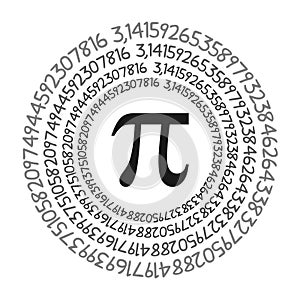 The Pi symbol mathematical constant irrational number on circle, greek letter