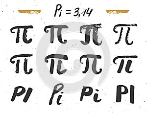 Symboly ručně malované ikony sada  kaligrafické matematický vektor ilustrácie 