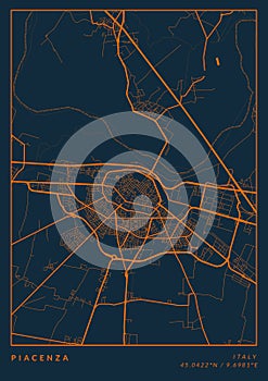 Piacenza City Map Italy Illustration Street Maps