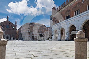 Piacenza, medieval city, Italy. Old town at square Cavalli