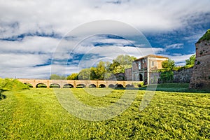 Piacenza, medieval town, Italy. Bastione di Porta Borghetto XVI century