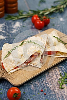 Piada with ham and turkey photo