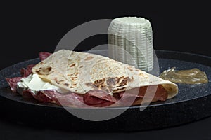 Piadina from Italy, street food and snack