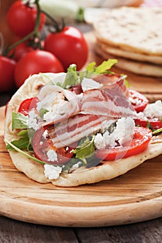 Piadina romagnola, italian flatbread sandwich