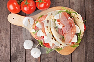 Piadina romagnola, italian flatbread sandwich