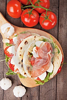 Piadina romagnola, italian flatbread sandwich