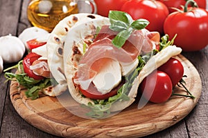 Piadina Romagnola, Italian Flatbread Sandwich photo