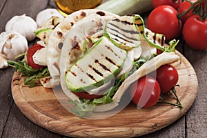 Piadina romagnola, italian flatbread sandwich photo