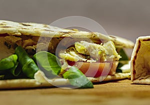 Piadina stuffed with chicken