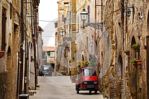 Piaggio Ape at the empty street