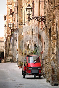 Piaggio Ape at the empty street