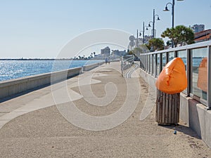 PIale Pasa promenade and passenger plane landing to Larnaca airport