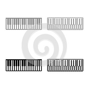 Pianino music keys ivory synthesizer set icon grey black color vector illustration image flat style solid fill outline contour