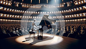 Pianist Performing in Front of Audience. Generative AI photo