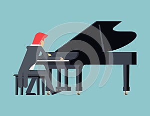 Pianist Piano Player Concept Character Flat Design photo