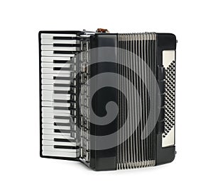 Piano accordion isolated on white. Musical instrument