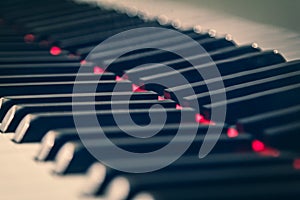 Piano background with selective focus