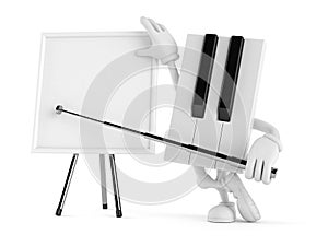 Piano character with blank whiteboard
