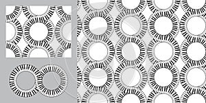 Piano circle 8 line black white seamless pattern