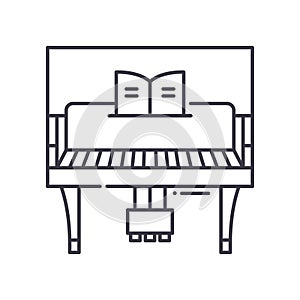 Piano concept icon, linear isolated illustration, thin line vector, web design sign, outline concept symbol with