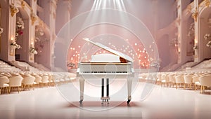 piano concert hall luxury white classic luxury scene concept luxury vintage