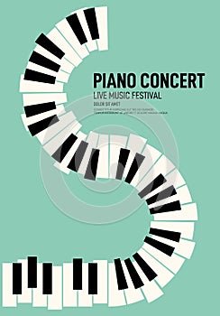 Piano concert and music festival poster modern vintage retro style