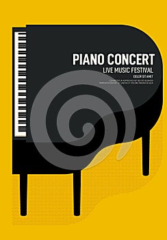 Piano concert and music festival poster modern vintage retro style