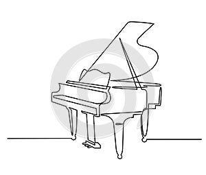 Piano continuous one line vector drawing