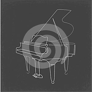 Piano continuous one line vector drawing. Pianoforte photo