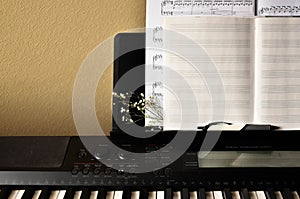 Piano with empty paper