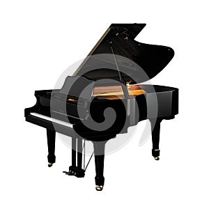 Piano, Grand Piano Strings Percussion Music Instrument Isolated on White background photo