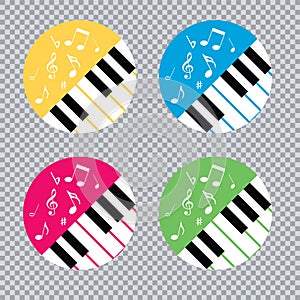 Piano icon and keys of piano concept modern music print and web design piano poster on white vector