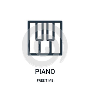 piano icon vector from free time collection. Thin line piano outline icon vector illustration. Linear symbol for use on web and