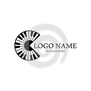 Piano icon vector ilustration template logo
