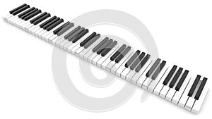 Piano key keyboard on white background