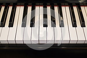 Piano keyboard colse up player view