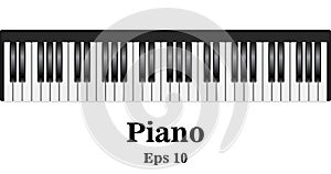 Piano keyboard icon. Simple illustration of grand piano key vector icons for web. Eps 10. Synthesizer
