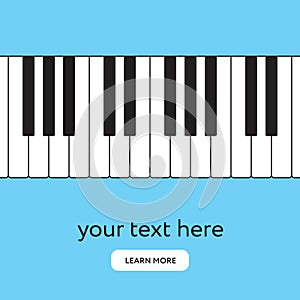 Piano keyboard internet banner. Place your text