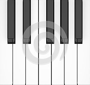 Piano or keyboard keys single octave flat lay top view from above