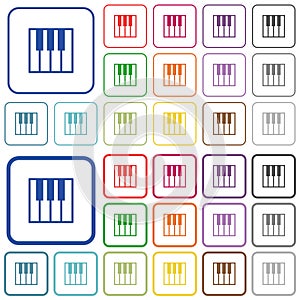 Piano keyboard outlined flat color icons