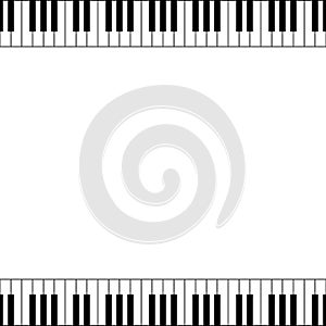 Piano keyboard pattern. Vector background with black and white keys and white empty space for design.
