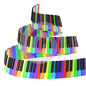 Piano keyboard in rainbow colors